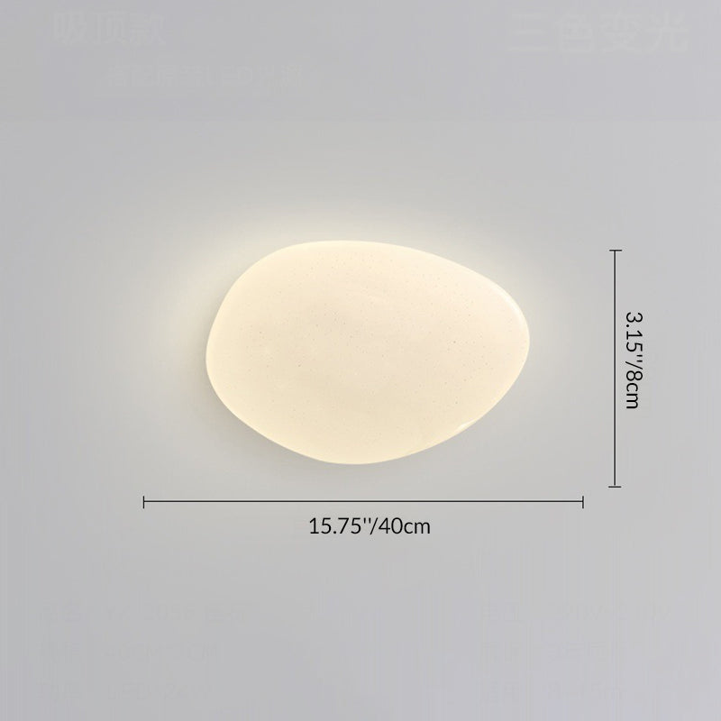 Modern Minimalist PE Iron Pebble-Shaped LED Flush Mount Ceiling Light For Bedroom
