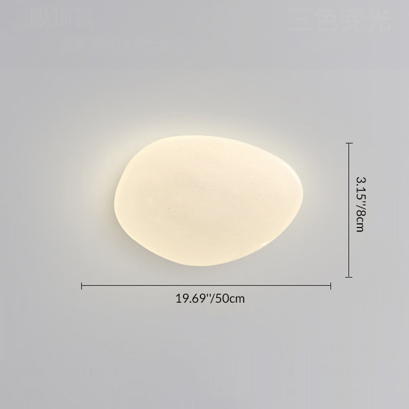 Modern Minimalist PE Iron Pebble-Shaped LED Flush Mount Ceiling Light For Bedroom