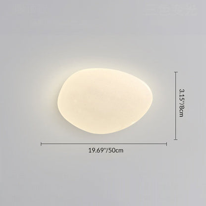 Modern Minimalist PE Iron Pebble-Shaped LED Flush Mount Ceiling Light For Bedroom