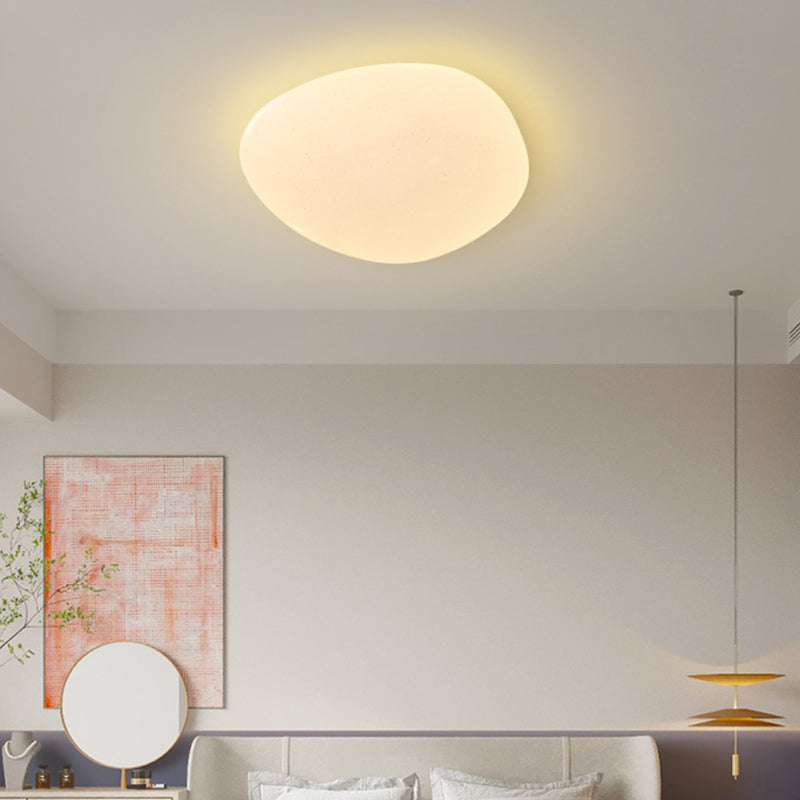 Modern Minimalist PE Iron Pebble-Shaped LED Flush Mount Ceiling Light For Bedroom