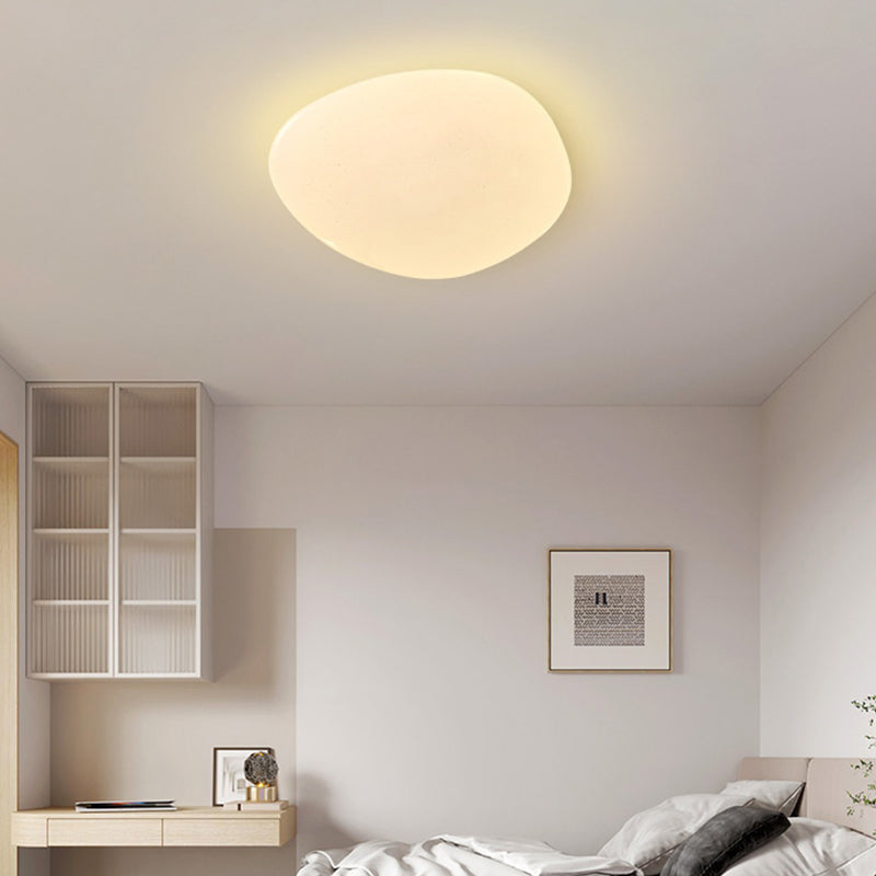 Modern Minimalist PE Iron Pebble-Shaped LED Flush Mount Ceiling Light For Bedroom