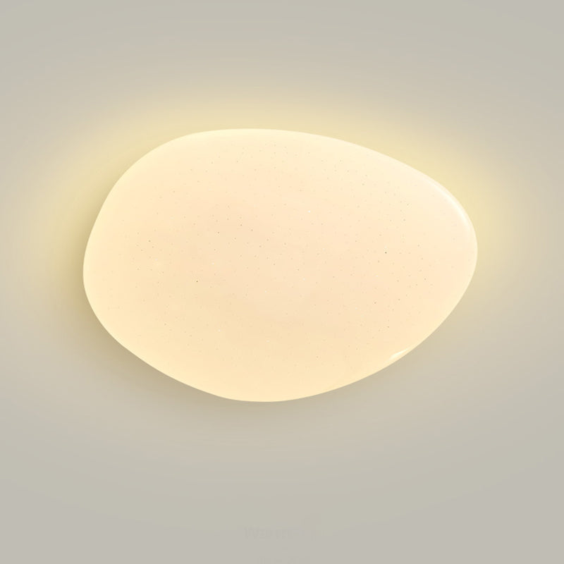 Modern Minimalist PE Iron Pebble-Shaped LED Flush Mount Ceiling Light For Bedroom