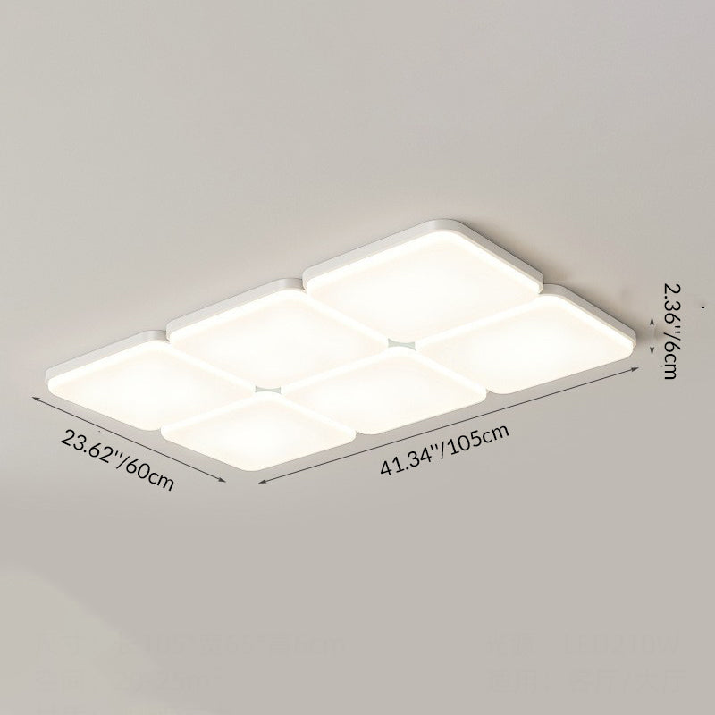 Modern Minimalist Acrylic Iron Semi-Round Floral Geometric LED Flush Mount Ceiling Light For Bedroom & Living Room