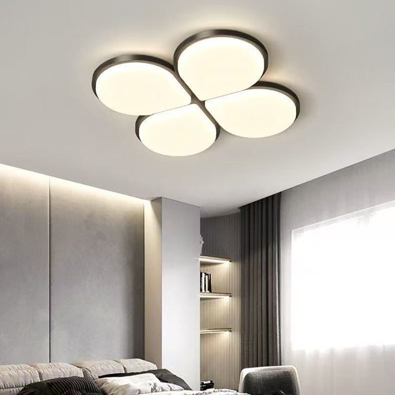 Modern Minimalist Acrylic Iron Semi-Round Floral Geometric LED Flush Mount Ceiling Light For Bedroom & Living Room
