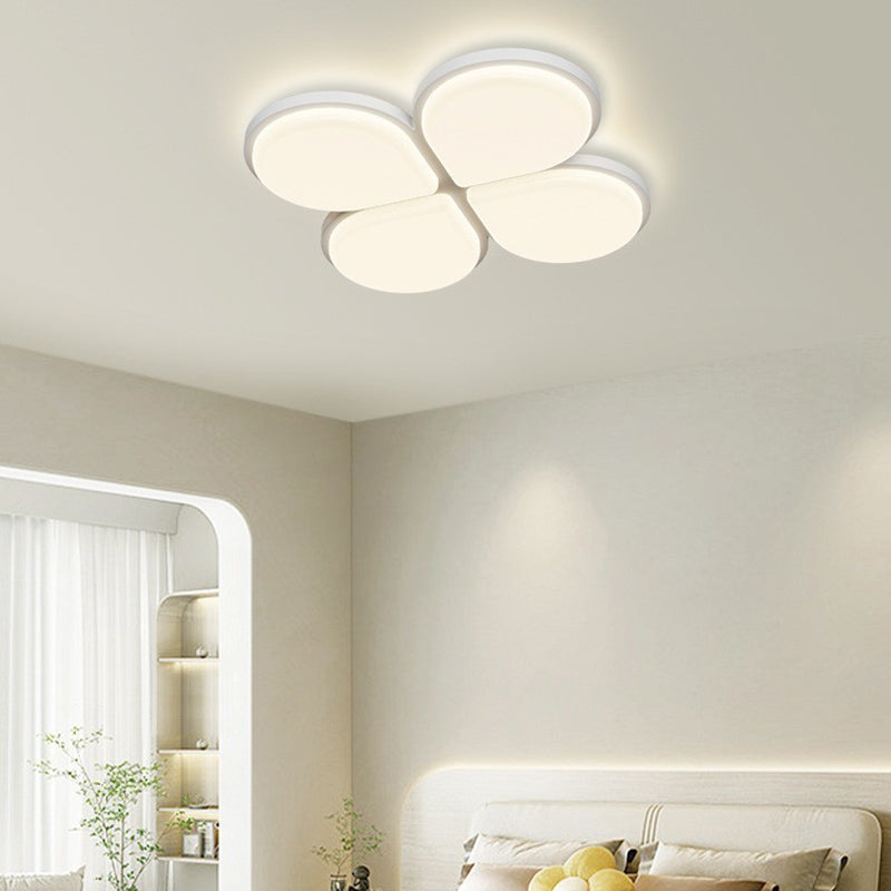 Modern Minimalist Acrylic Iron Semi-Round Floral Geometric LED Flush Mount Ceiling Light For Bedroom & Living Room