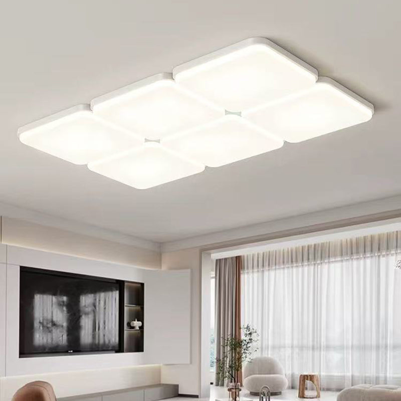 Modern Minimalist Acrylic Iron Semi-Round Floral Geometric LED Flush Mount Ceiling Light For Bedroom & Living Room
