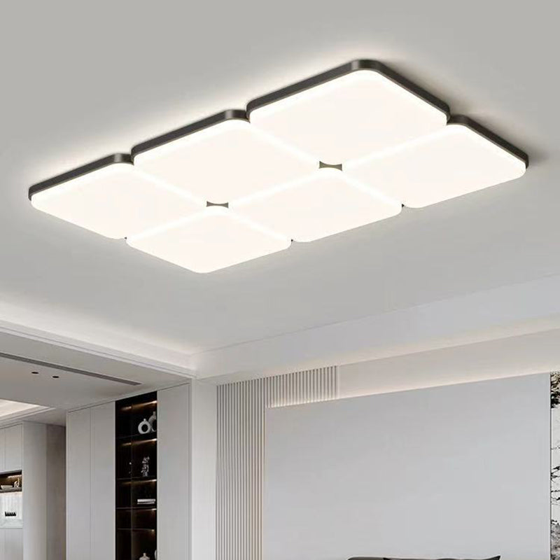 Modern Minimalist Acrylic Iron Semi-Round Floral Geometric LED Flush Mount Ceiling Light For Bedroom & Living Room