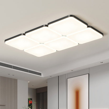 Modern Minimalist Acrylic Iron Semi-Round Floral Geometric LED Flush Mount Ceiling Light For Bedroom & Living Room