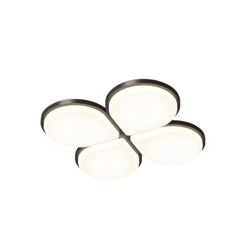 Modern Minimalist Acrylic Iron Semi-Round Floral Geometric LED Flush Mount Ceiling Light For Bedroom & Living Room