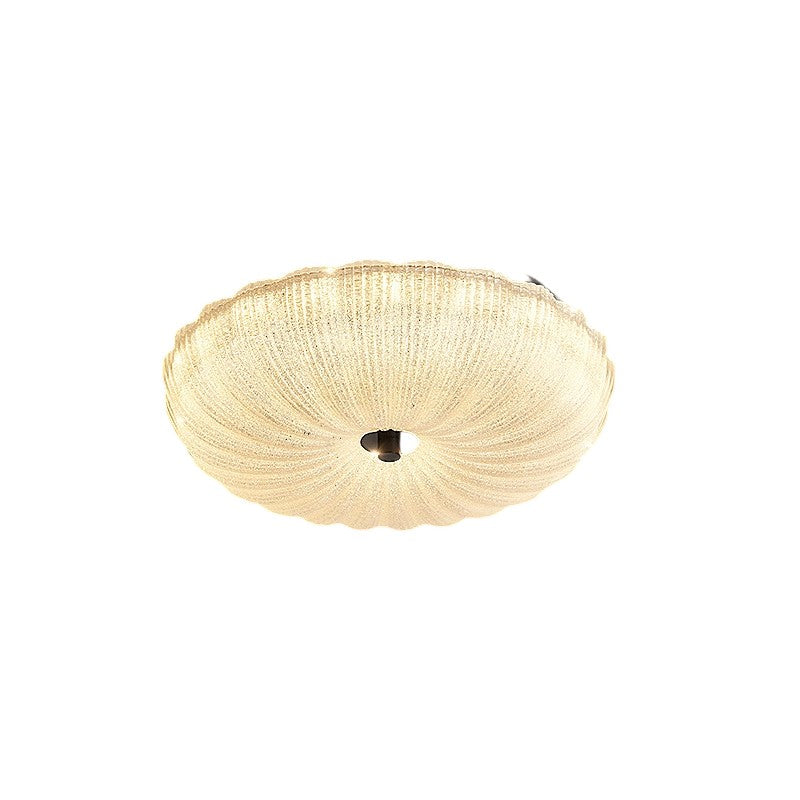 Contemporary Scandinavian Brass Acrylic Carbon Steel Textured Round LED Flush Mount Ceiling Light For Bedroom
