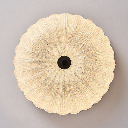 Contemporary Scandinavian Brass Acrylic Carbon Steel Textured Round LED Flush Mount Ceiling Light For Bedroom