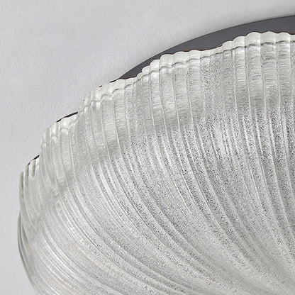 Contemporary Scandinavian Brass Acrylic Carbon Steel Textured Round LED Flush Mount Ceiling Light For Bedroom