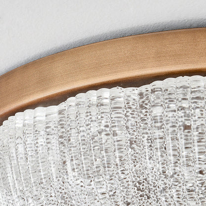 Traditional Chinese Glass Iron Wavy Semi-Round LED Flush Mount Ceiling Light For Bedroom