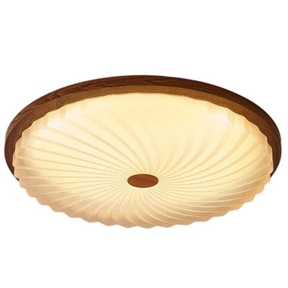 Traditional Vintage Acrylic Iron Textured Round LED Flush Mount Ceiling Light For Bedroom