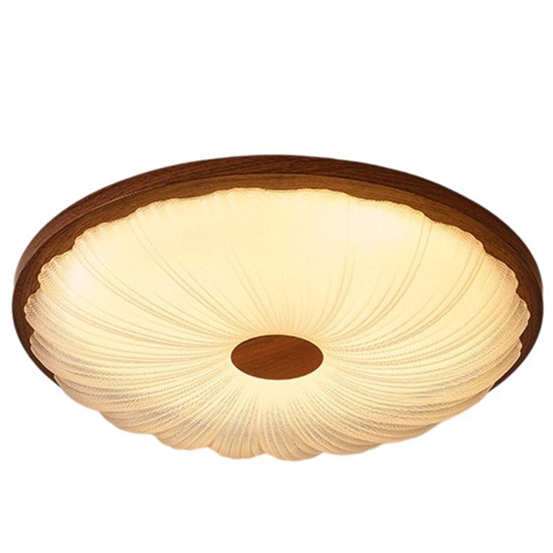 Traditional Vintage Acrylic Iron Textured Round LED Flush Mount Ceiling Light For Bedroom