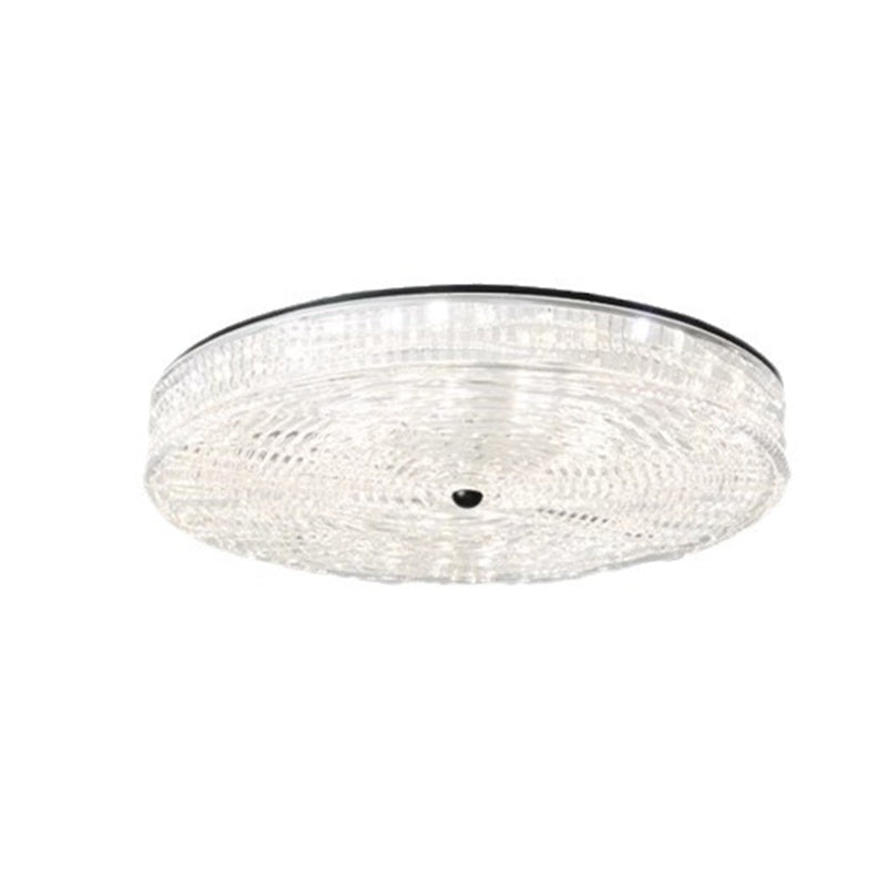 Modern Minimalist Glass Iron Round Cylinder LED Flush Mount Ceiling Light For Bedroom