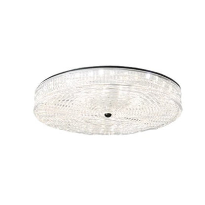 Modern Minimalist Glass Iron Round Cylinder LED Flush Mount Ceiling Light For Bedroom