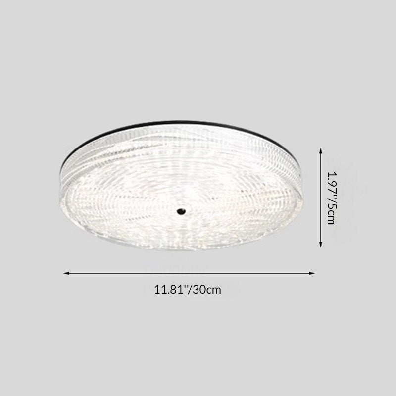 Modern Minimalist Glass Iron Round Cylinder LED Flush Mount Ceiling Light For Bedroom