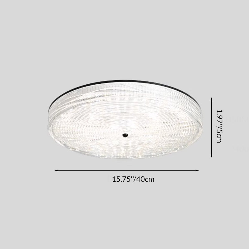 Modern Minimalist Glass Iron Round Cylinder LED Flush Mount Ceiling Light For Bedroom