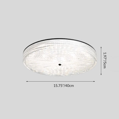 Modern Minimalist Glass Iron Round Cylinder LED Flush Mount Ceiling Light For Bedroom