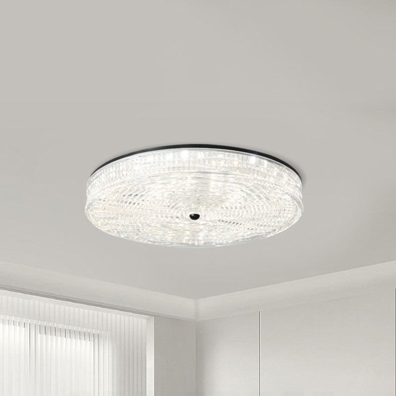 Modern Minimalist Glass Iron Round Cylinder LED Flush Mount Ceiling Light For Bedroom