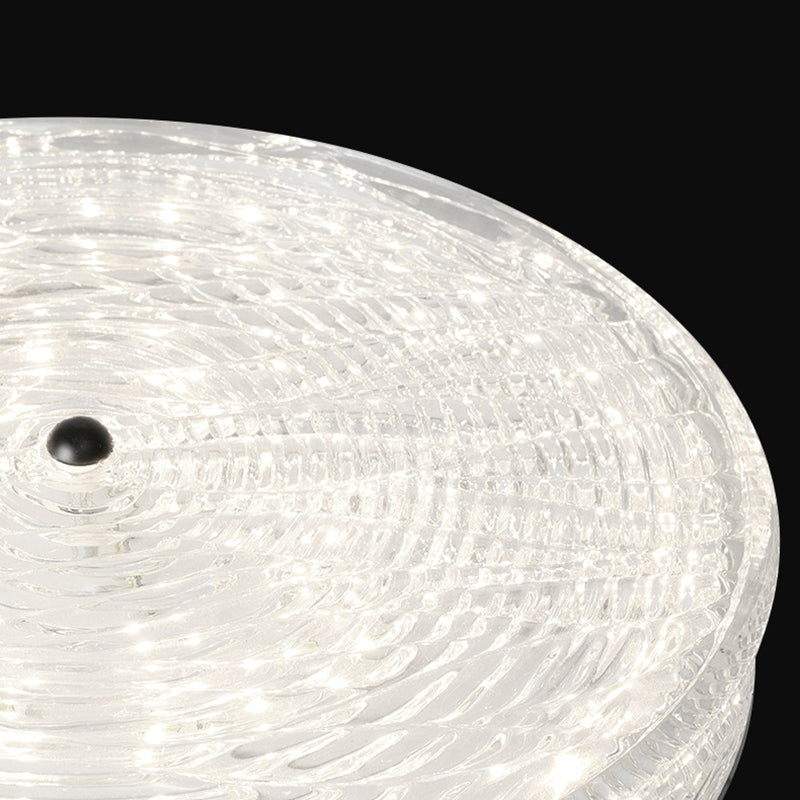 Modern Minimalist Glass Iron Round Cylinder LED Flush Mount Ceiling Light For Bedroom