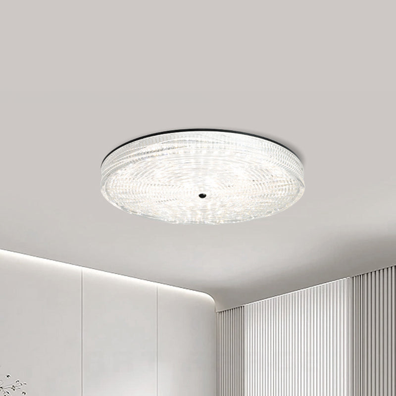 Modern Minimalist Glass Iron Round Cylinder LED Flush Mount Ceiling Light For Bedroom