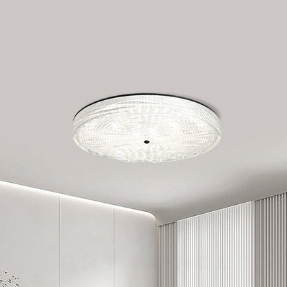 Modern Minimalist Glass Iron Round Cylinder LED Flush Mount Ceiling Light For Bedroom