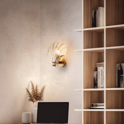 Modern Luxury Glass Iron Shell-Shaped Round 1-Light Wall Sconce Lamp For Living Room