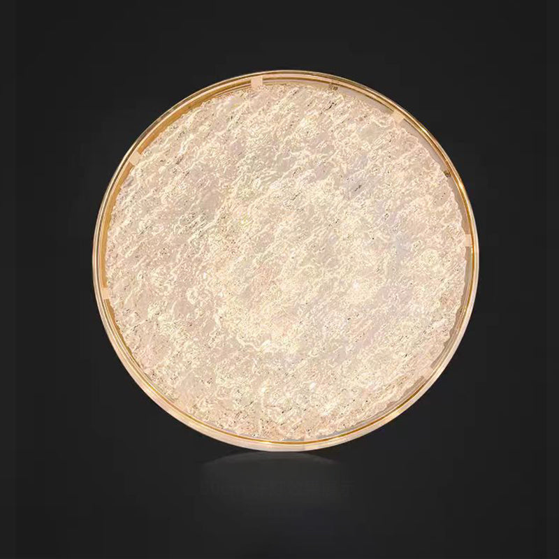 Modern Luxury Copper Resin Round Cylinder LED Flush Mount Ceiling Light For Bedroom