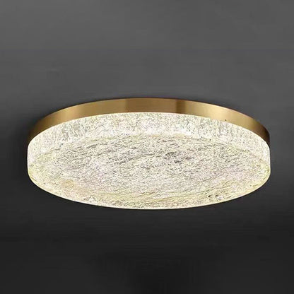 Modern Luxury Copper Resin Round Cylinder LED Flush Mount Ceiling Light For Bedroom