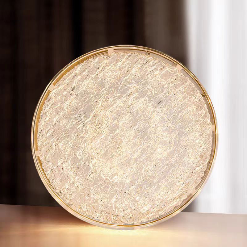 Modern Luxury Copper Resin Round Cylinder LED Flush Mount Ceiling Light For Bedroom