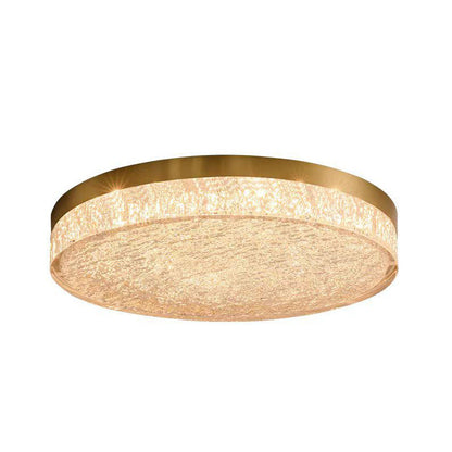 Modern Luxury Copper Resin Round Cylinder LED Flush Mount Ceiling Light For Bedroom