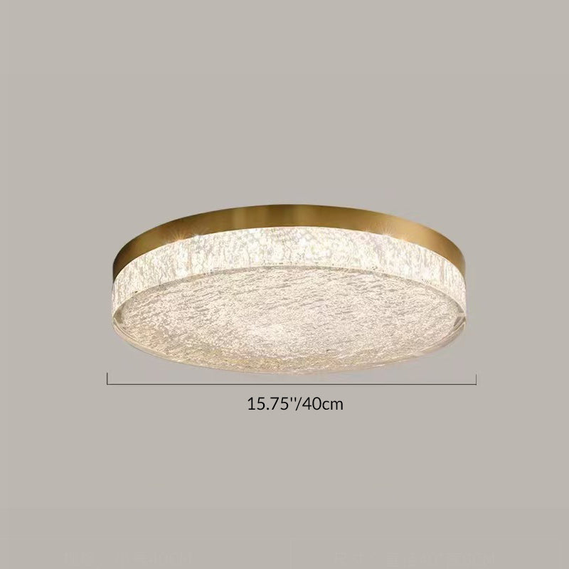 Modern Luxury Copper Resin Round Cylinder LED Flush Mount Ceiling Light For Bedroom