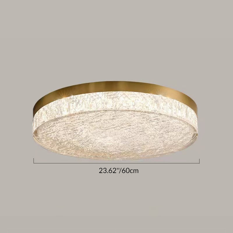 Modern Luxury Copper Resin Round Cylinder LED Flush Mount Ceiling Light For Bedroom