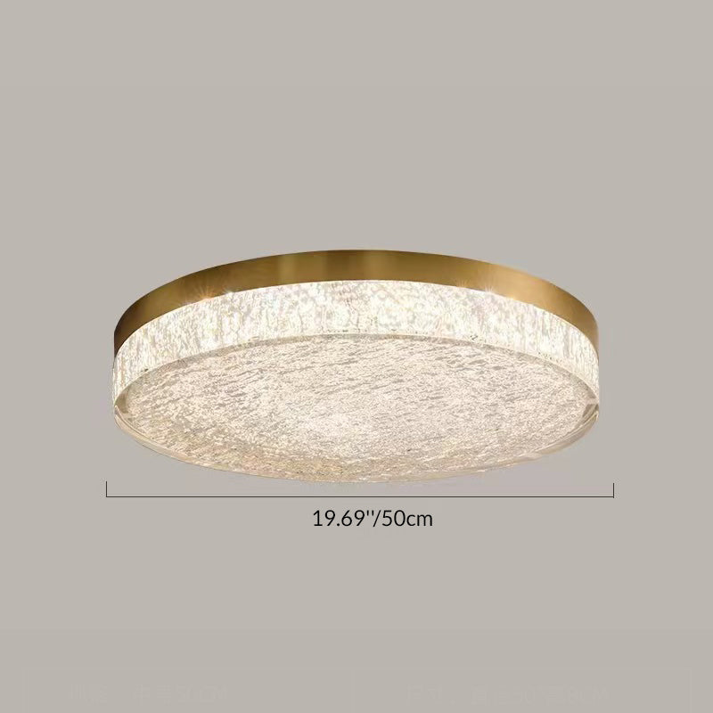 Modern Luxury Copper Resin Round Cylinder LED Flush Mount Ceiling Light For Bedroom
