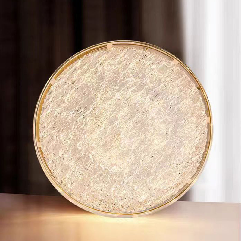 Modern Luxury Copper Resin Round Cylinder LED Flush Mount Ceiling Light For Bedroom