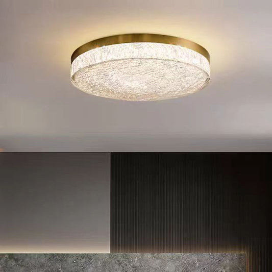 Modern Luxury Copper Resin Round Cylinder LED Flush Mount Ceiling Light For Bedroom