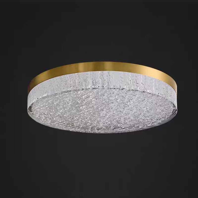 Modern Luxury Copper Resin Round Cylinder LED Flush Mount Ceiling Light For Bedroom