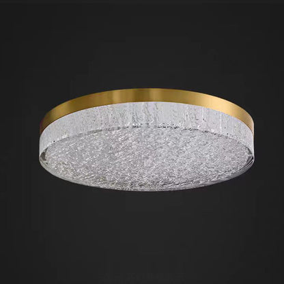 Modern Luxury Copper Resin Round Cylinder LED Flush Mount Ceiling Light For Bedroom