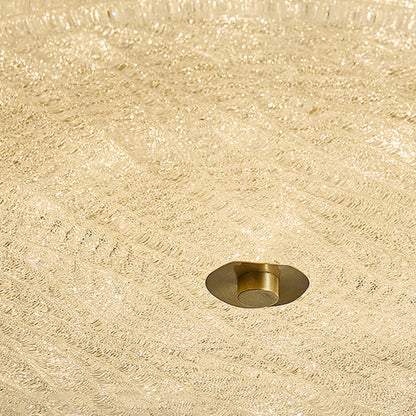 Contemporary Scandinavian Copper Stainless Steel Crystal Sand Round Cylinder LED Flush Mount Ceiling Light For Bedroom