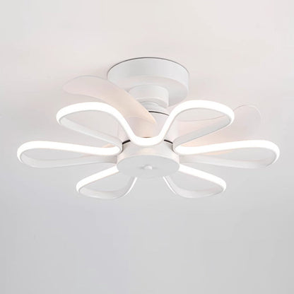 モダンでミニマリストなABS樹脂製扇形ラウンドLEDダウンロッドシーリングファンライト（寝室用）