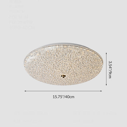 Contemporary Scandinavian Metal Acrylic Crystal Sand Semicircle LED Flush Mount Ceiling Light For Bedroom