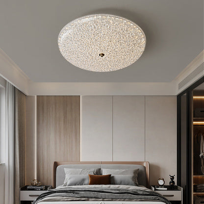 Contemporary Scandinavian Metal Acrylic Crystal Sand Semicircle LED Flush Mount Ceiling Light For Bedroom