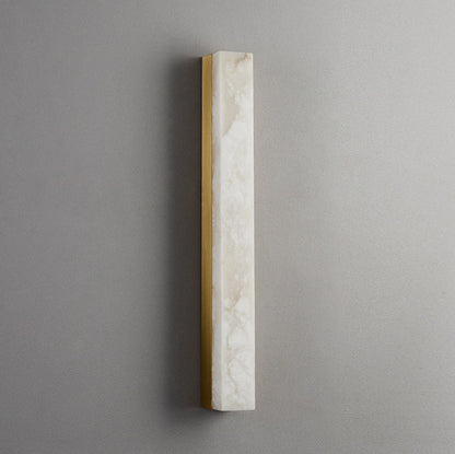 Traditional Vintage Brass Alabaster Rectangular LED Wall Sconce Lamp For Living Room