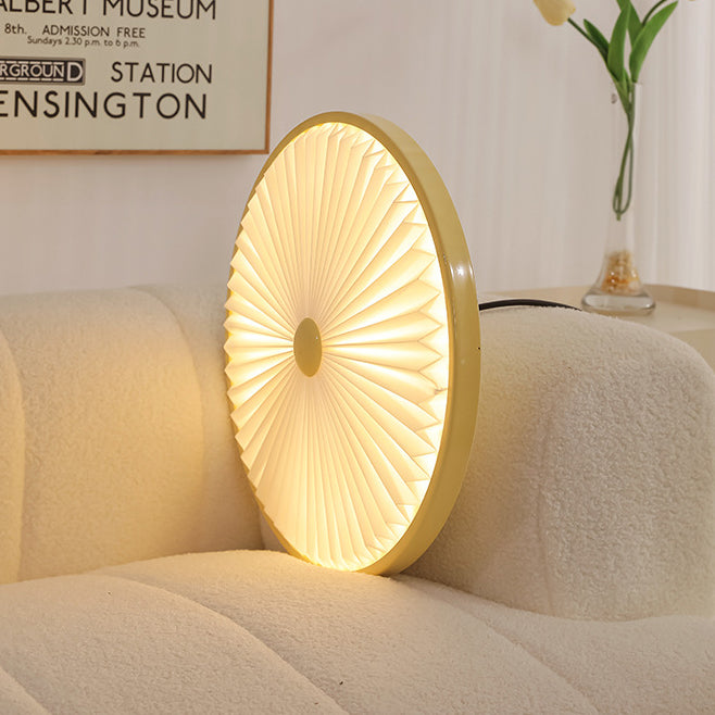 Contemporary Scandinavian Iron PVC Foldable Fan-Shaped Round LED Pendant Light For Living Room