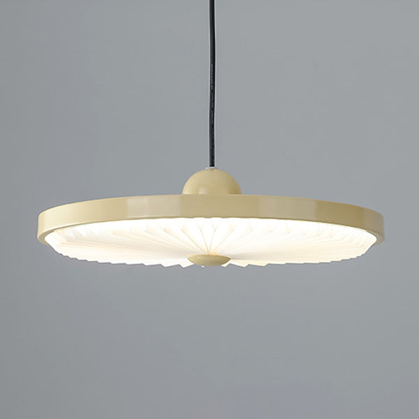 Contemporary Scandinavian Iron PVC Foldable Fan-Shaped Round LED Pendant Light For Living Room