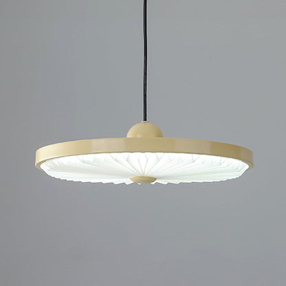 Contemporary Scandinavian Iron PVC Foldable Fan-Shaped Round LED Pendant Light For Living Room