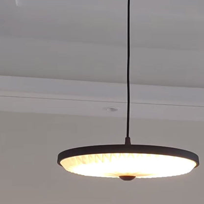 Contemporary Scandinavian Iron PVC Foldable Fan-Shaped Round LED Pendant Light For Living Room