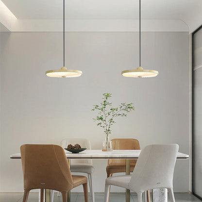 Contemporary Scandinavian Iron PVC Foldable Fan-Shaped Round LED Pendant Light For Living Room